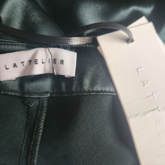 NWT Lattelier Silky Front Slit Trousers in Dark Green S? MEDIUM - Picture 6 of 12